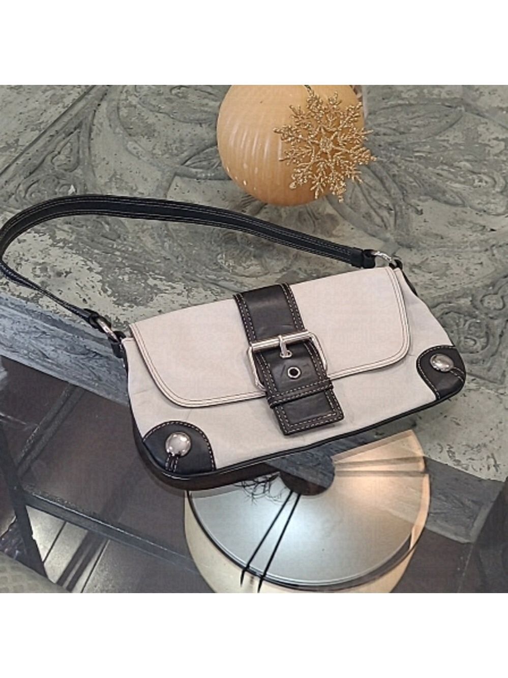 BLACK AND WHITE DANIER LEATHER SHOULDER BAG purse LIKE NEW